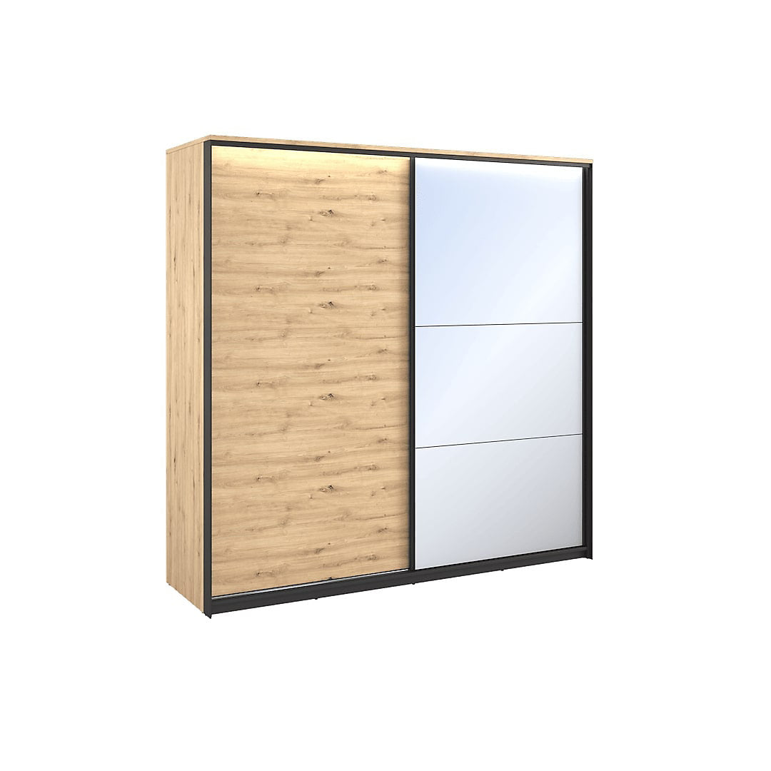 Quant 01 Mirrored Sliding Door Wardrobe - Ample Storage with Hanging Rails and Shelves