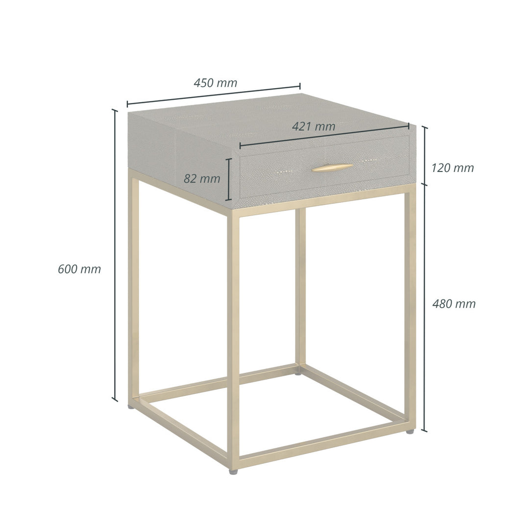 D.I. Designs Hampton Grey Shagreen & Gold Square Bedside Table