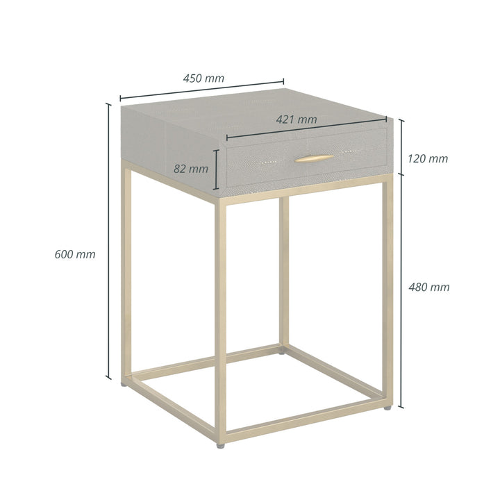 D.I. Designs Hampton Grey Shagreen & Gold Square Bedside Table