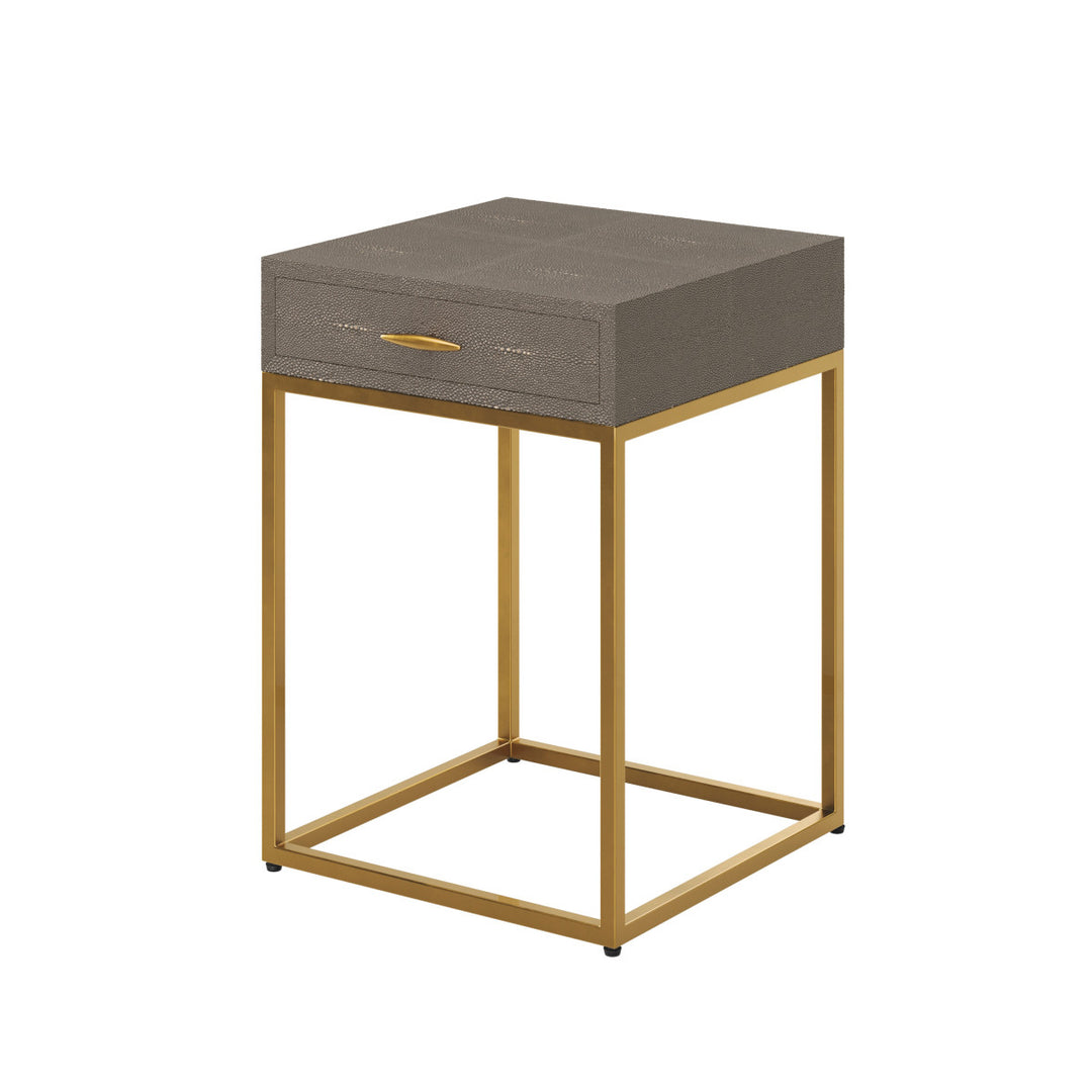 D.I. Designs Hampton Grey Shagreen & Gold Square Bedside Table