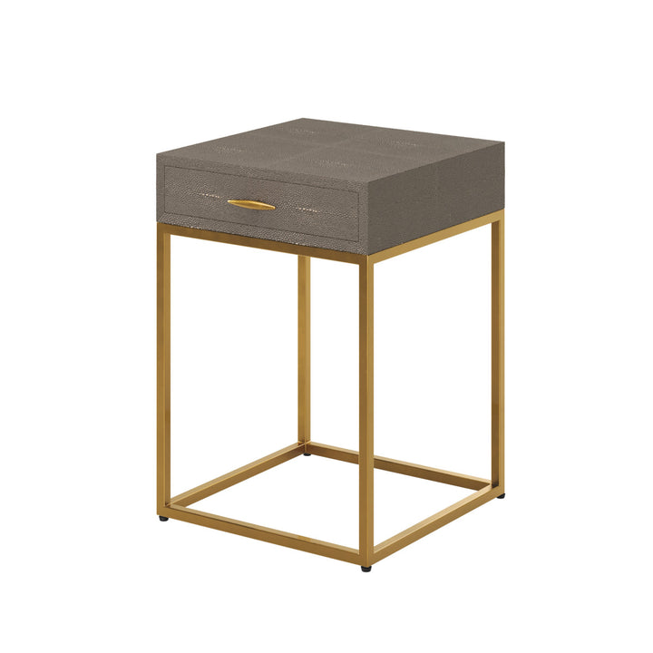 D.I. Designs Hampton Grey Shagreen & Gold Square Bedside Table