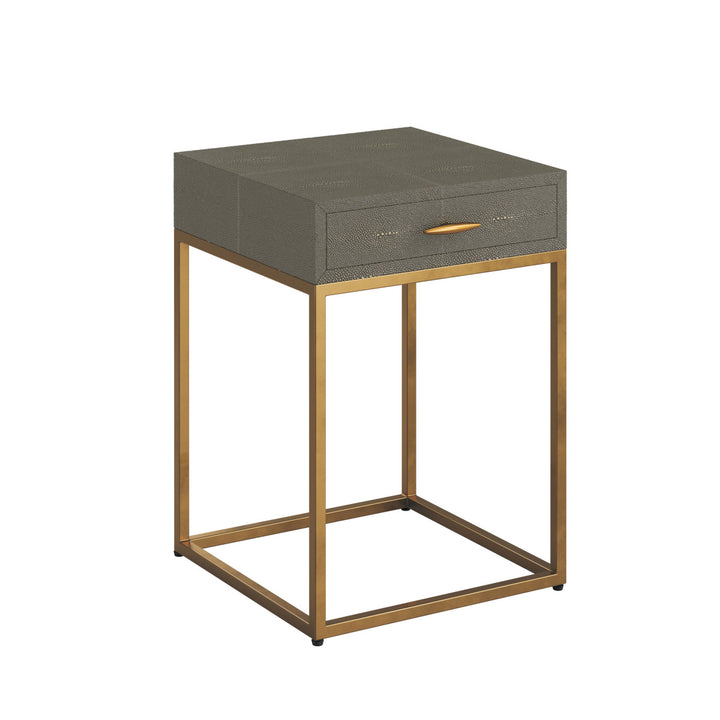 D.I. Designs Hampton Grey Shagreen & Gold Square Bedside Table