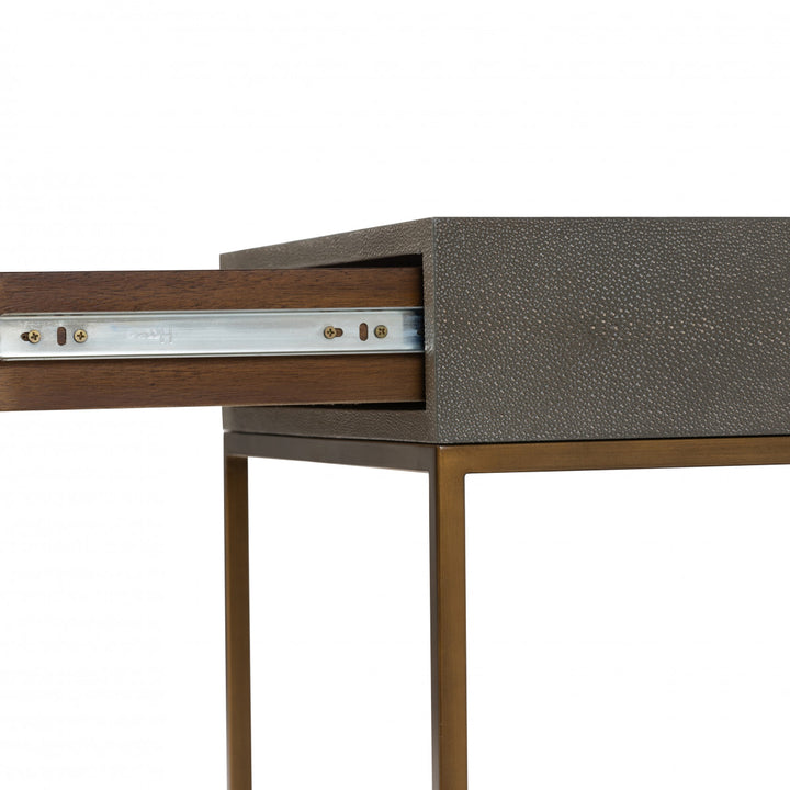 D.I. Designs Hampton Grey Shagreen & Gold Square Bedside Table
