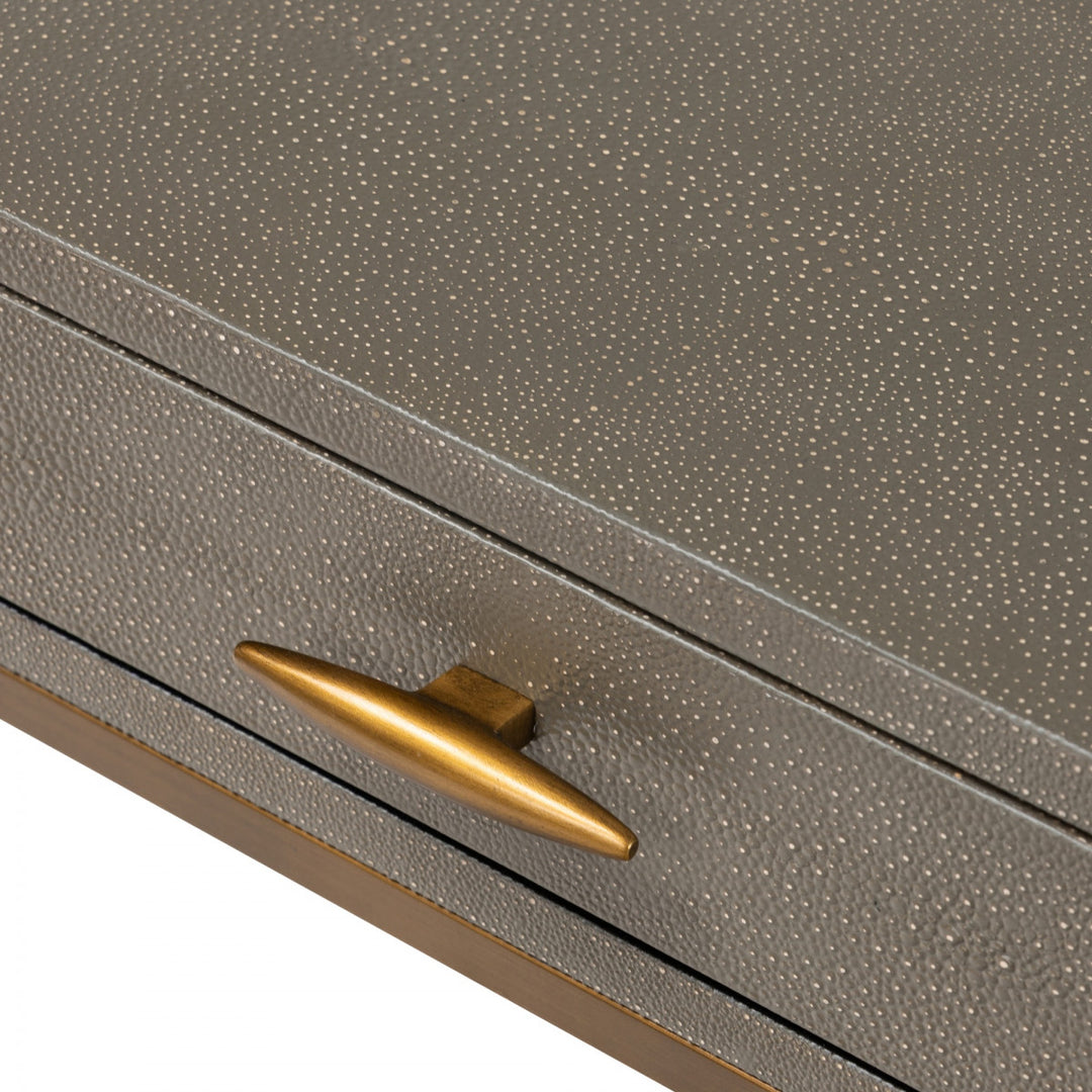 D.I. Designs Hampton Grey Shagreen & Gold Square Bedside Table