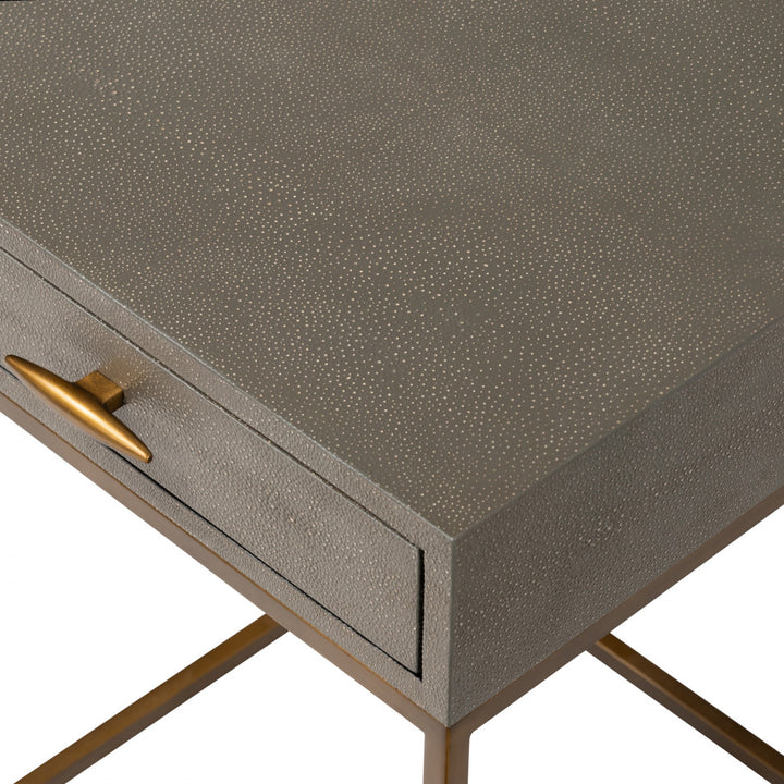 D.I. Designs Hampton Grey Shagreen & Gold Square Bedside Table
