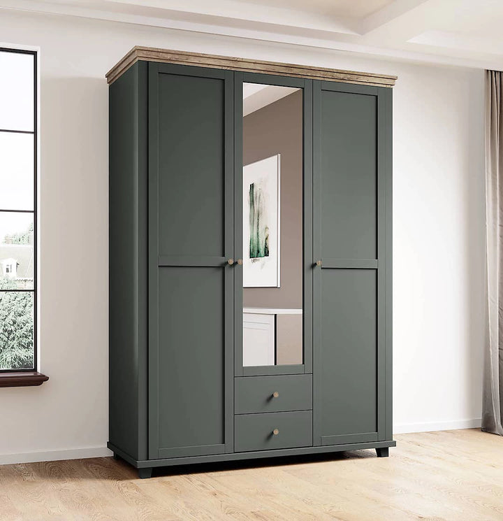 Evora 19 Hinged Wardrobe - Green & Oak Lefkas Elegance