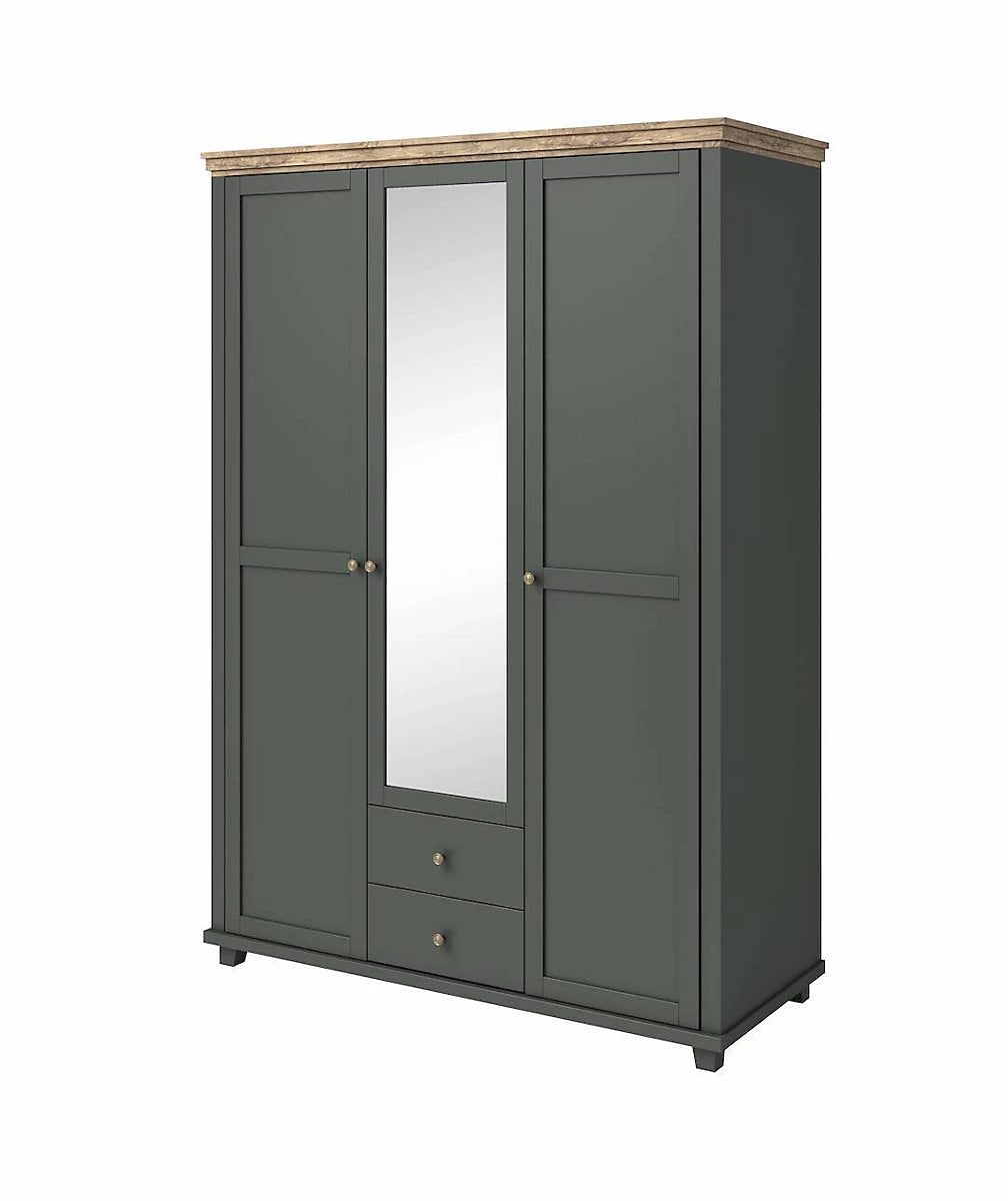 Evora 19 Hinged Wardrobe - Green & Oak Lefkas Elegance