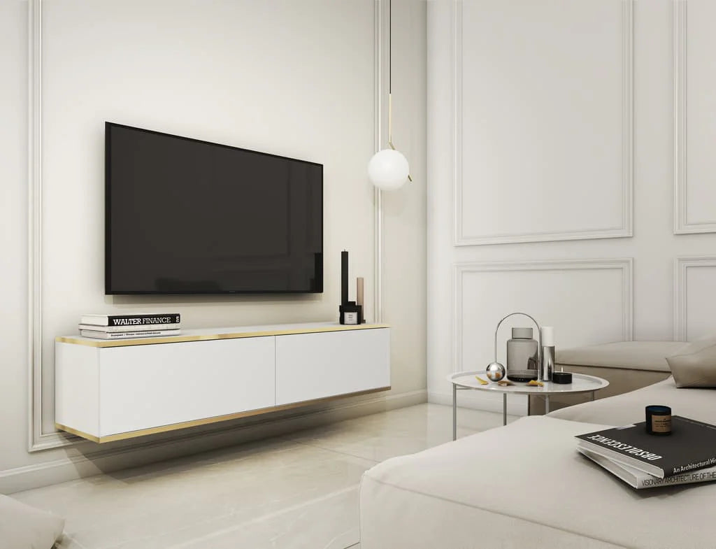 Oro Floating TV Cabinet in White Matt 