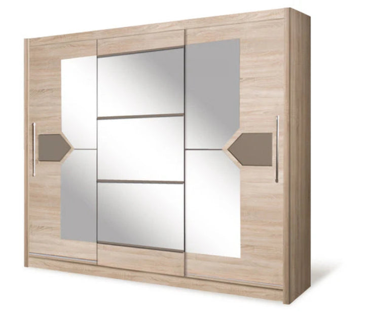 Dome 4 Sliding Door Mirrored Wardrobe in Sonoma Oak & Cappuccino Gloss - Elegant and Expansive