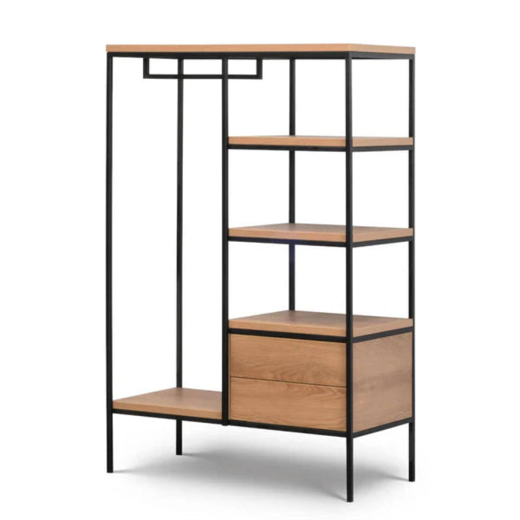 Loft Modern Caramel Open System Wardrobe with Drawers and Hanging Rail