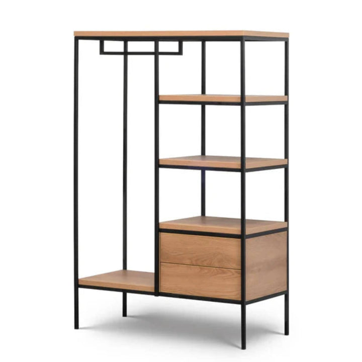 Loft Modern Caramel Open System Wardrobe with Drawers and Hanging Rail