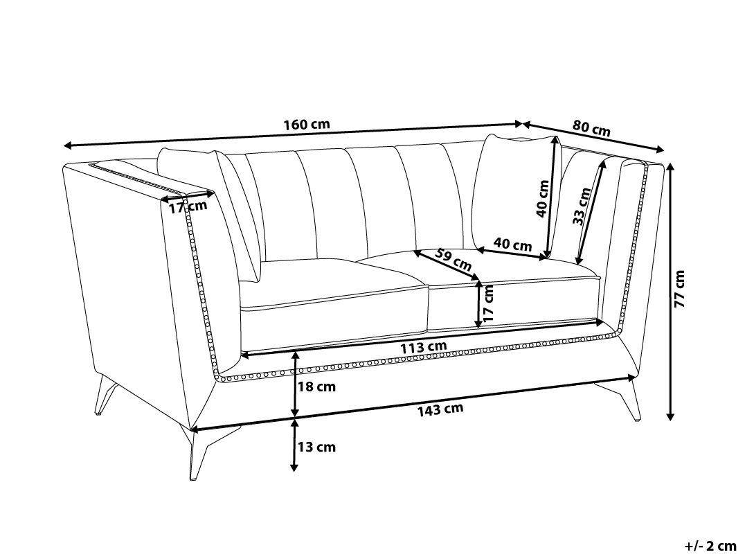 Gaula 2 Seater Velvet Fabric Sofa Grey