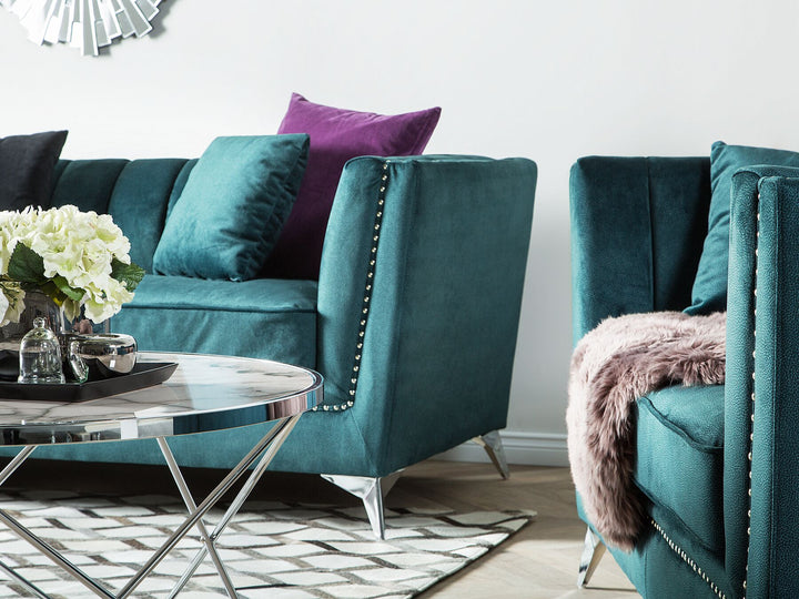 Gaula 2 Seater Velvet Fabric Sofa Teal