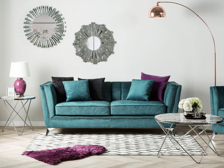 Gaula 3 Seater Velvet Fabric Sofa Teal