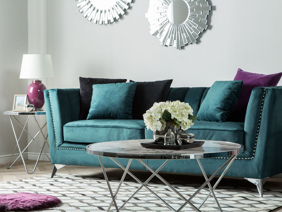 Gaula 3 Seater Velvet Fabric Sofa Teal