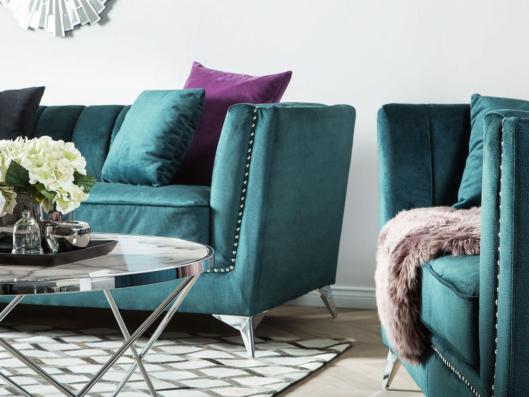 Gaula 3 Seater Velvet Fabric Sofa Teal