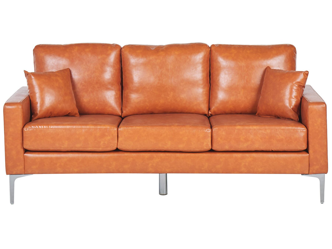 Gavle 3 Seater Faux Leather Sofa Brown