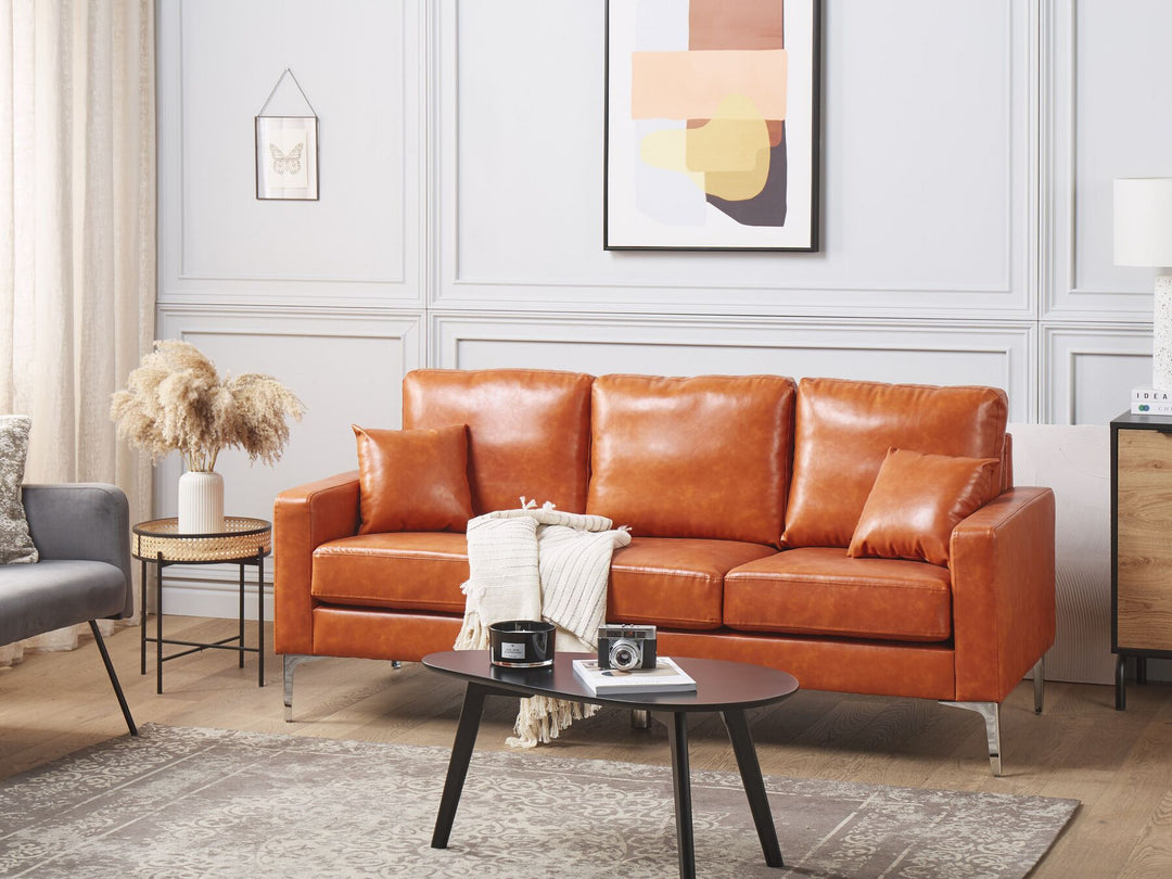 Gavle 3 Seater Faux Leather Sofa Brown