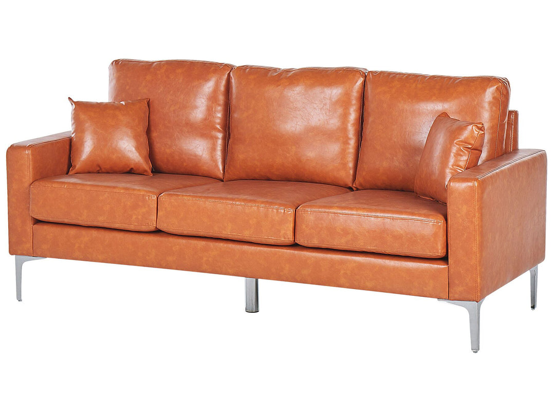 Gavle 3 Seater Faux Leather Sofa Brown