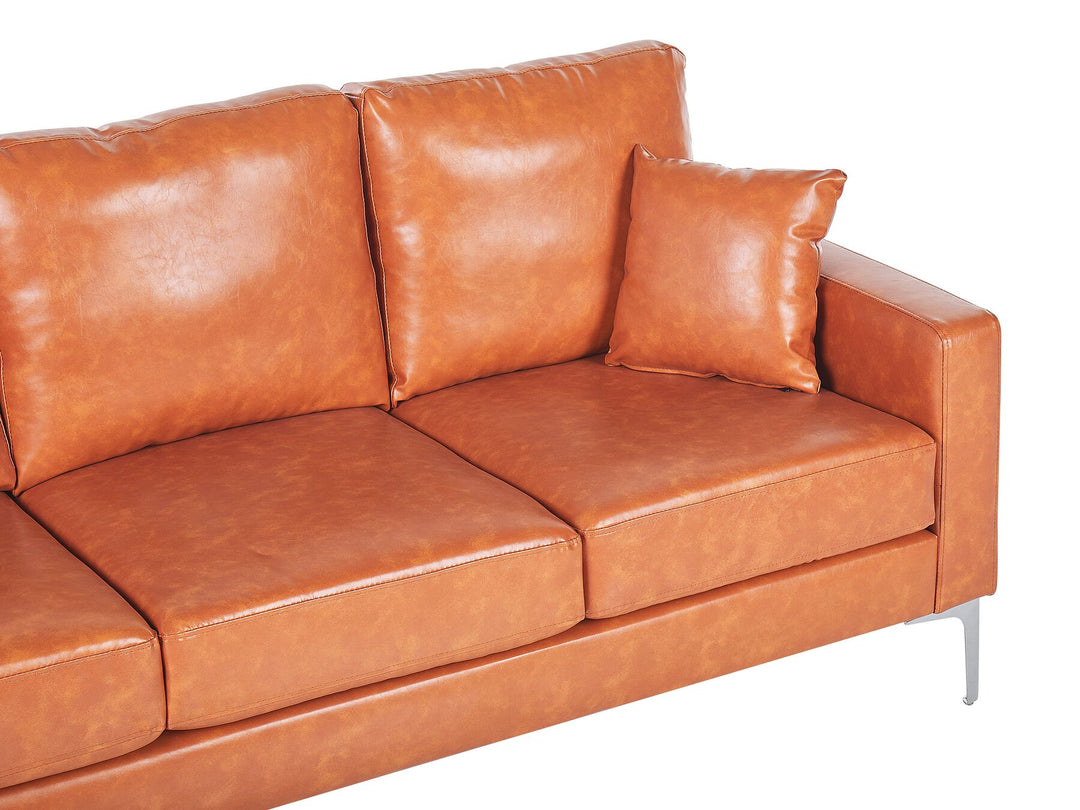 Gavle 3 Seater Faux Leather Sofa Brown