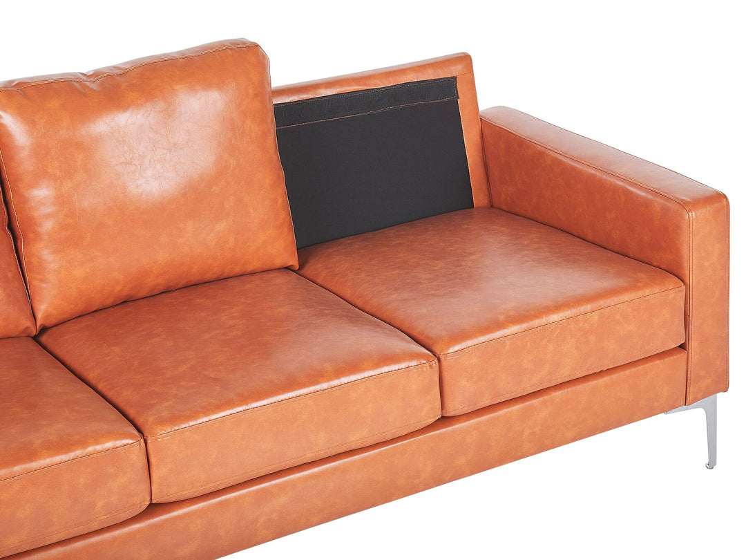 Gavle 3 Seater Faux Leather Sofa Brown