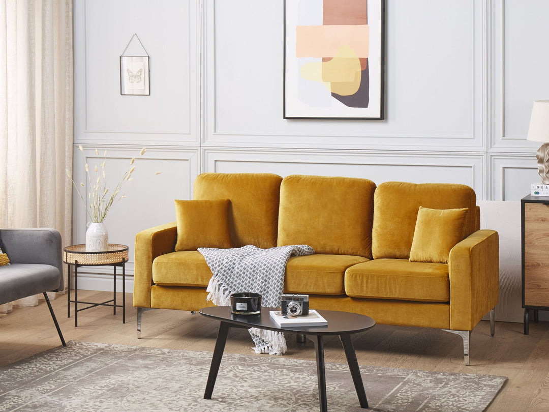 Gavle 3 Seater Velvet Sofa Yellow