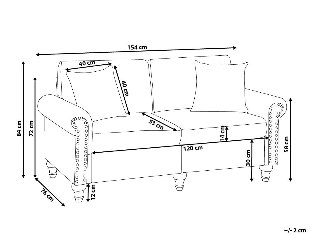 Ginnerup 2 Seater Fabric Sofa Light White