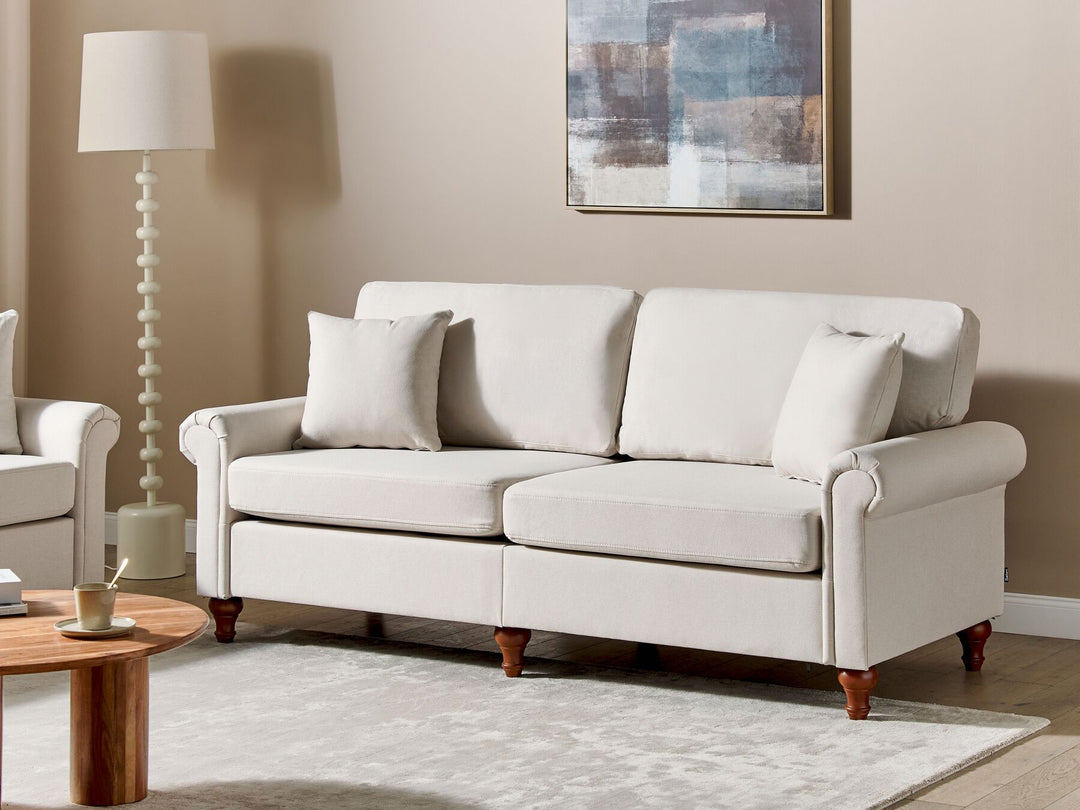 Ginnerup 3 Seater Fabric Sofa Beige