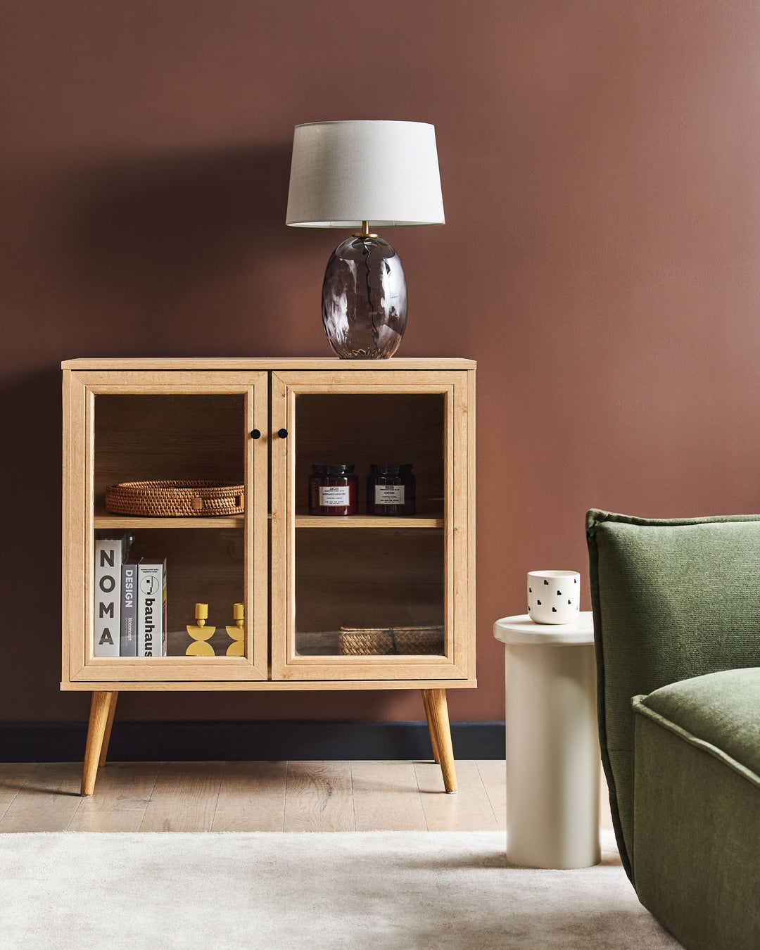 Glass Display Cabinet Albany Light Brown