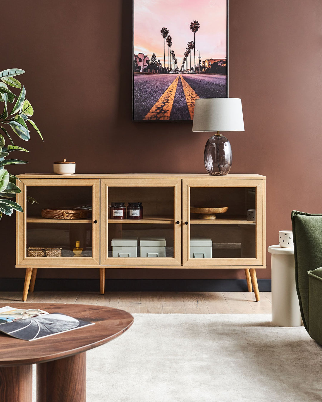 Glass Display Cabinet Albany Light Brown