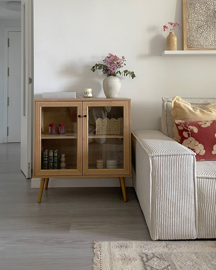 Glass Display Cabinet Albany Light Brown