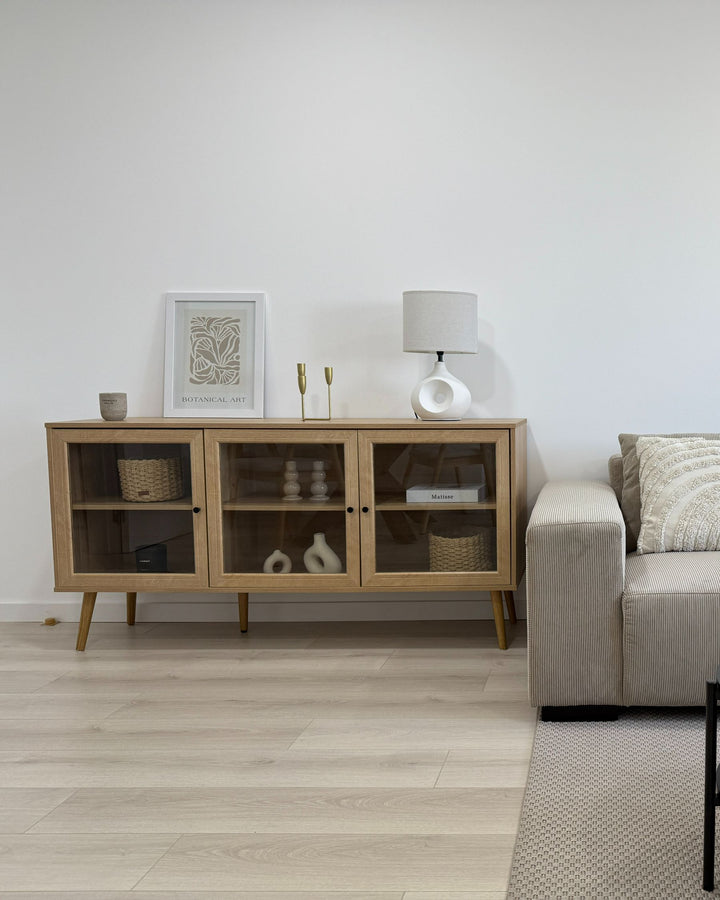 Glass Display Cabinet Albany Light Brown