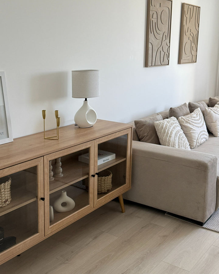 Glass Display Cabinet Albany Light Brown