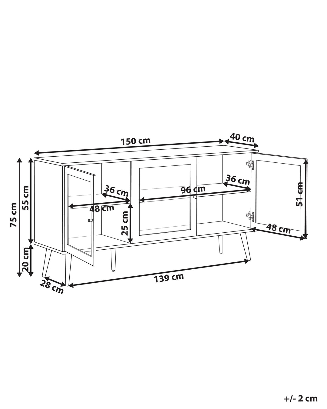 Glass Display Cabinet Albany Light Brown