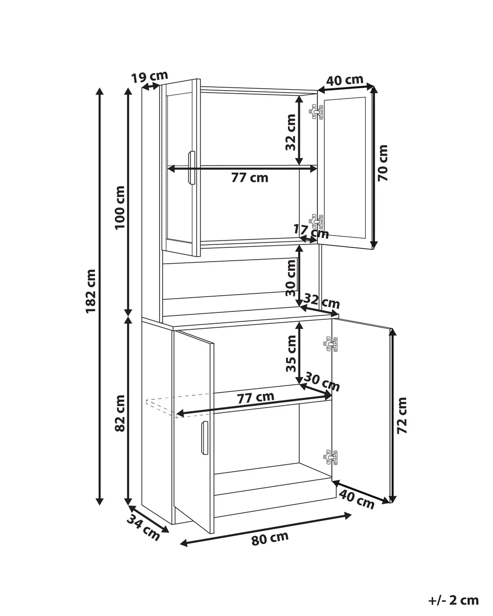 Glass Display Cabinet 80 cm White Eyisean
