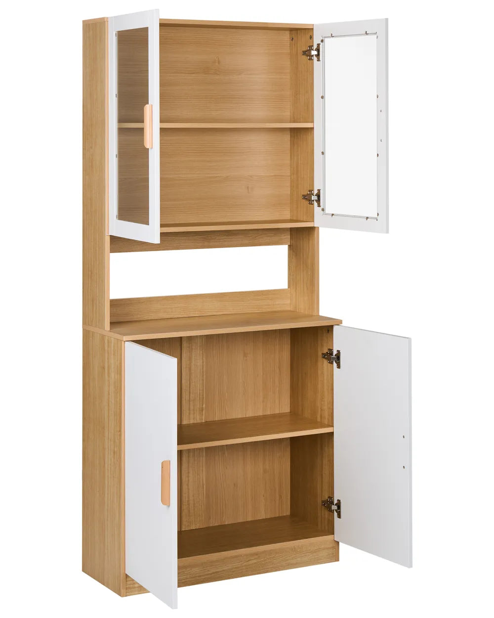 Wooden cabinet with white doors