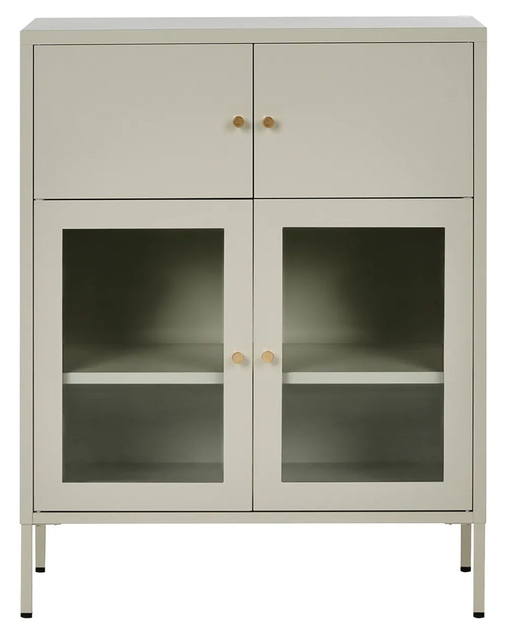 Glass Display Cabinet Metal 80 cm Light Beige Choinski