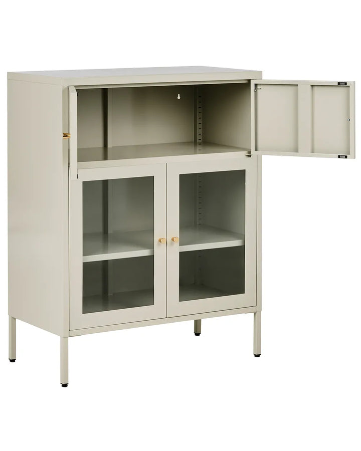 Glass Display Cabinet Metal 80 cm Light Beige Choinski