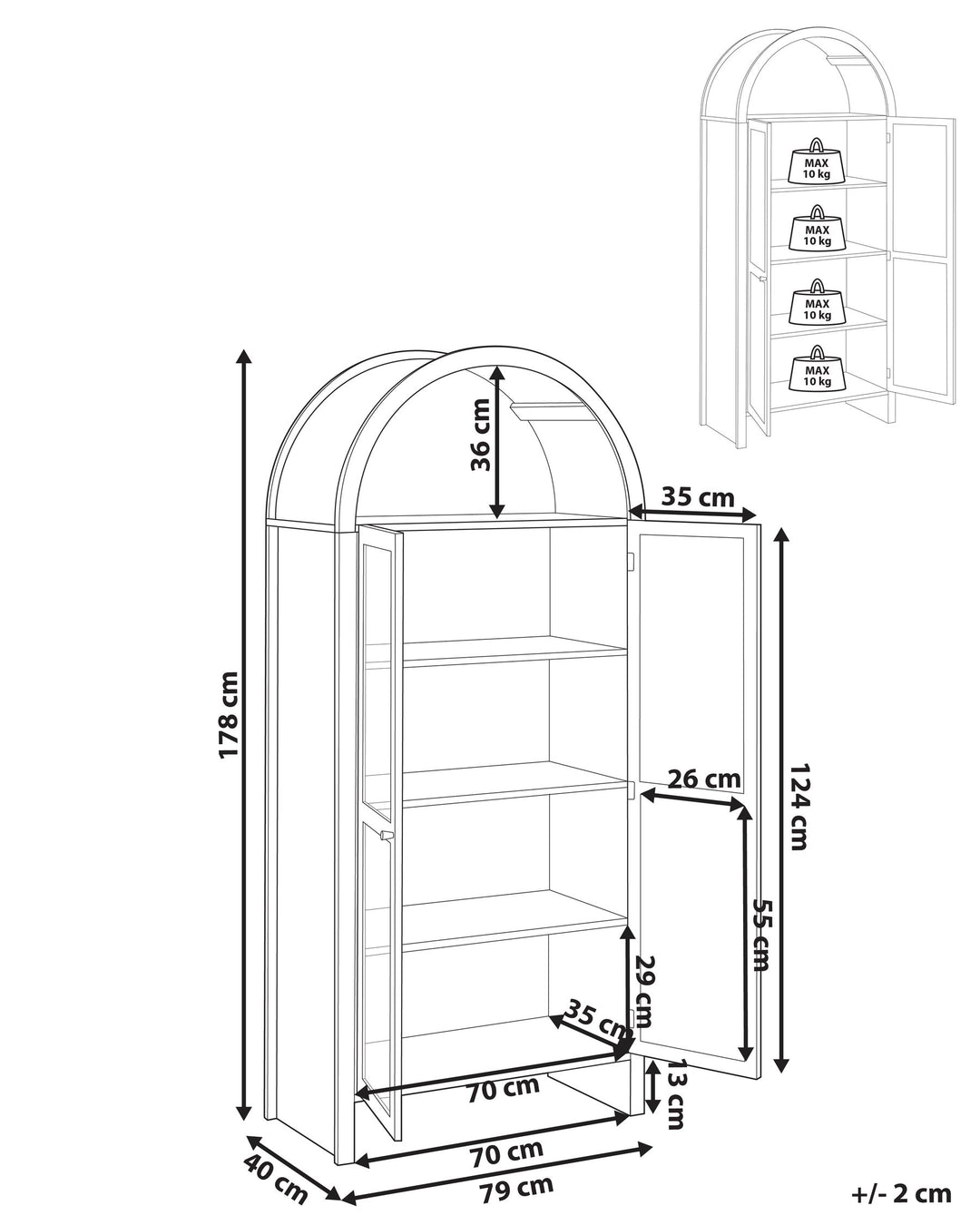 Glass Display Cabinet Glenwood Light Brown