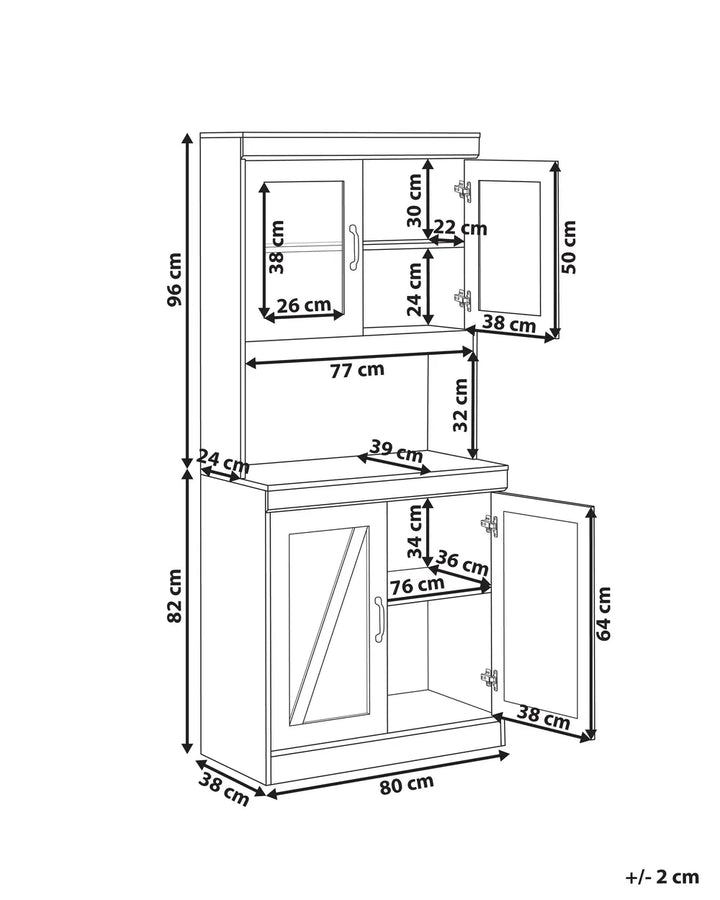 Glass Display Cabinet 80 cm Brown/ White Lark