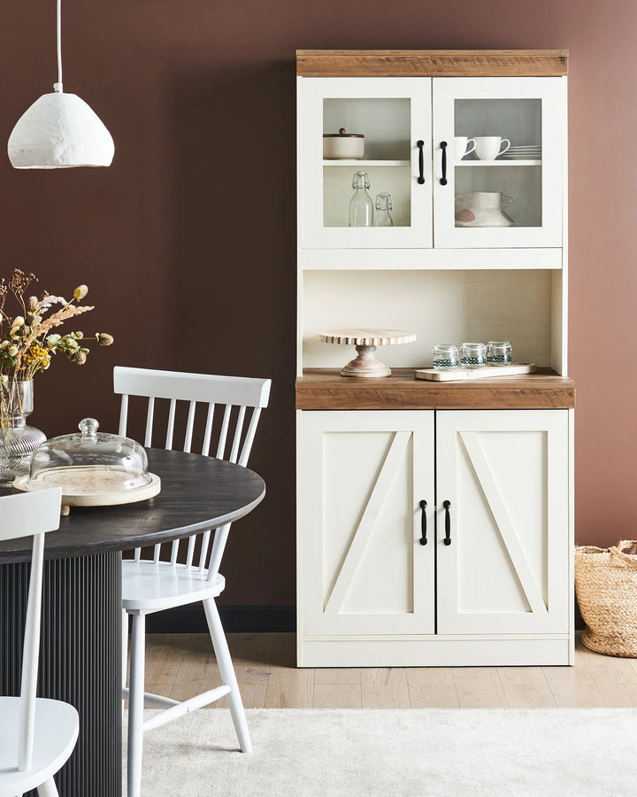 Glass Display Cabinet 80 cm Brown/ White Lark