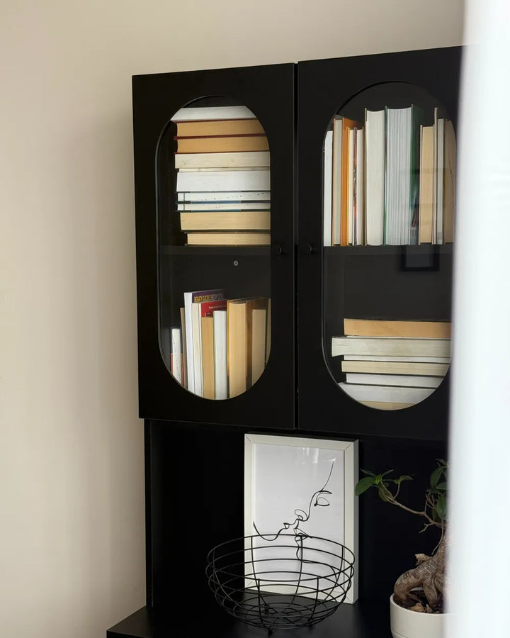 Glass Display Cabinet 100 cm Black Kinston