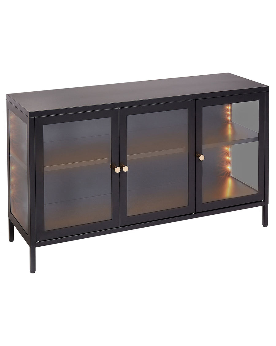 Glass Display Cabinet LED Newport Metal Black