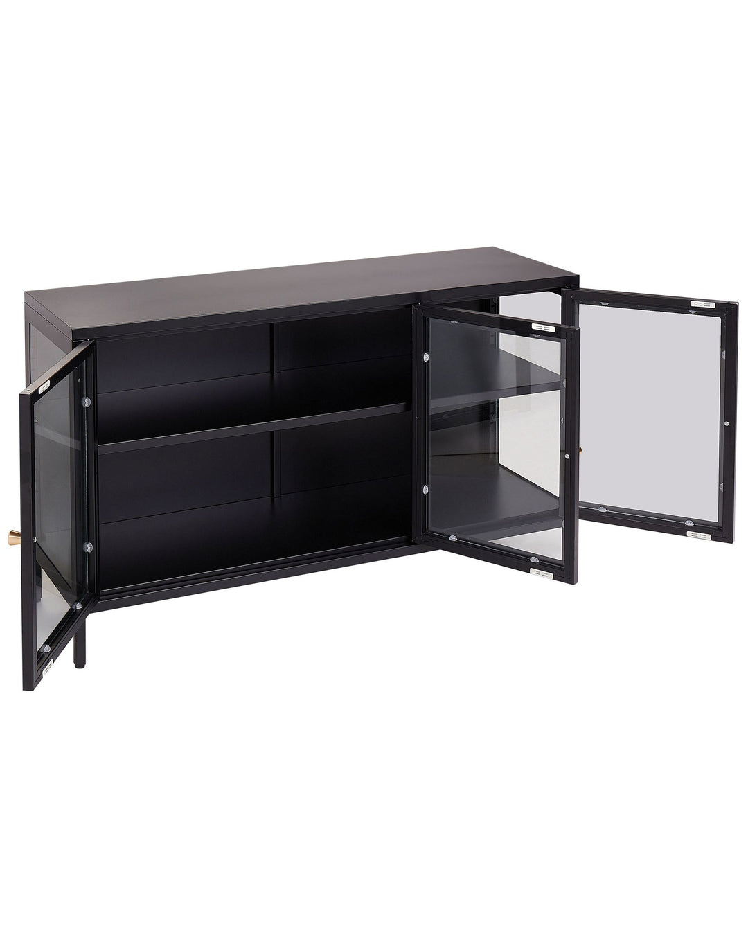 Glass Display Cabinet LED Newport Metal Black