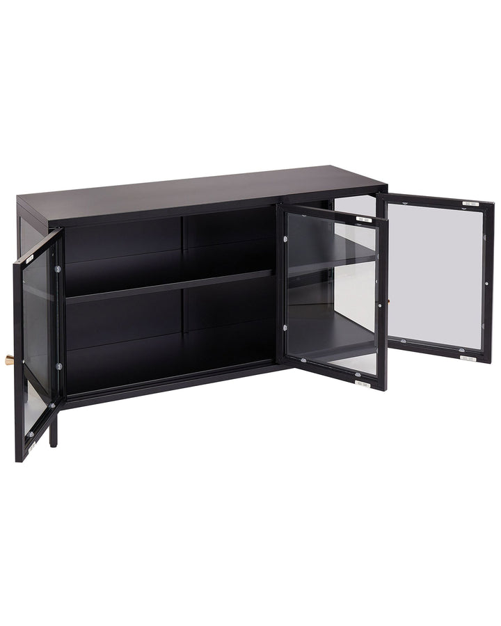 Glass Display Cabinet LED Newport Metal Black