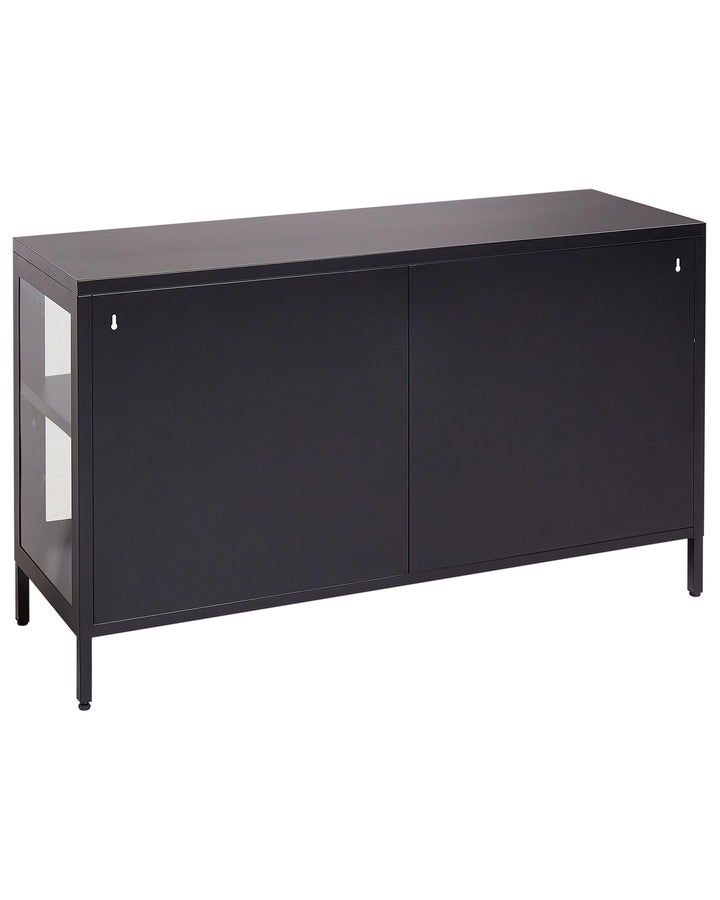 Glass Display Cabinet LED Newport Metal Black
