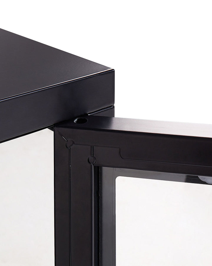 Glass Display Cabinet LED Newport Metal Black
