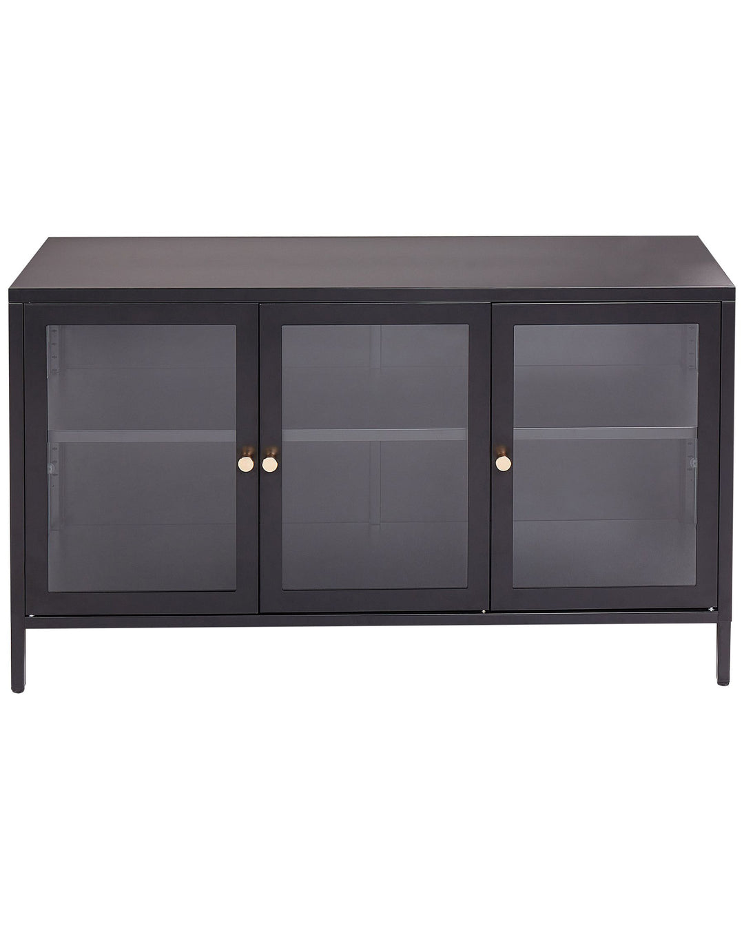 Glass Display Cabinet LED Newport Metal Black