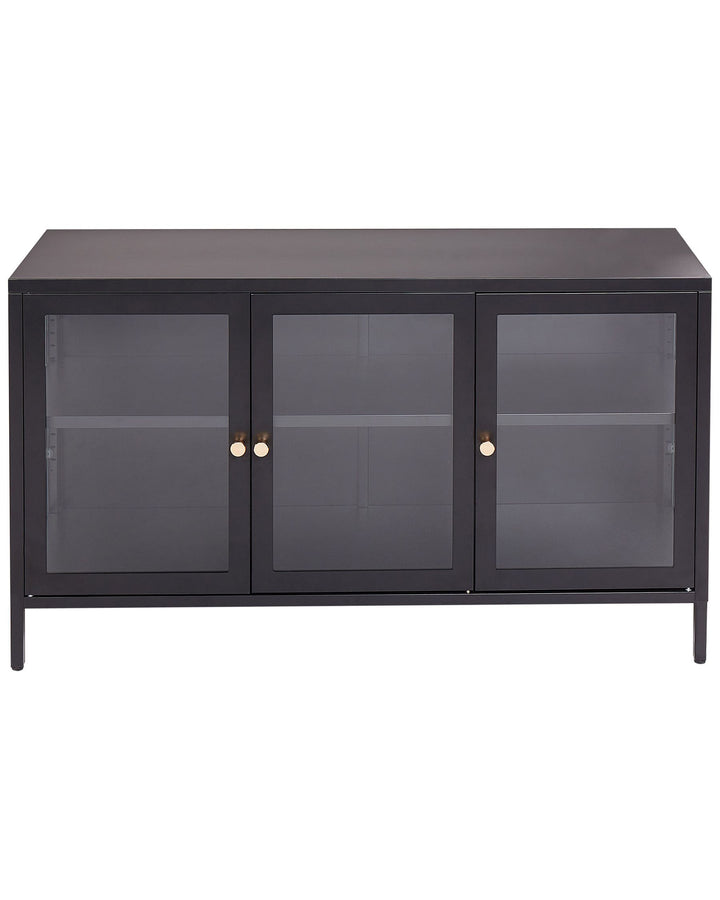 Glass Display Cabinet LED Newport Metal Black