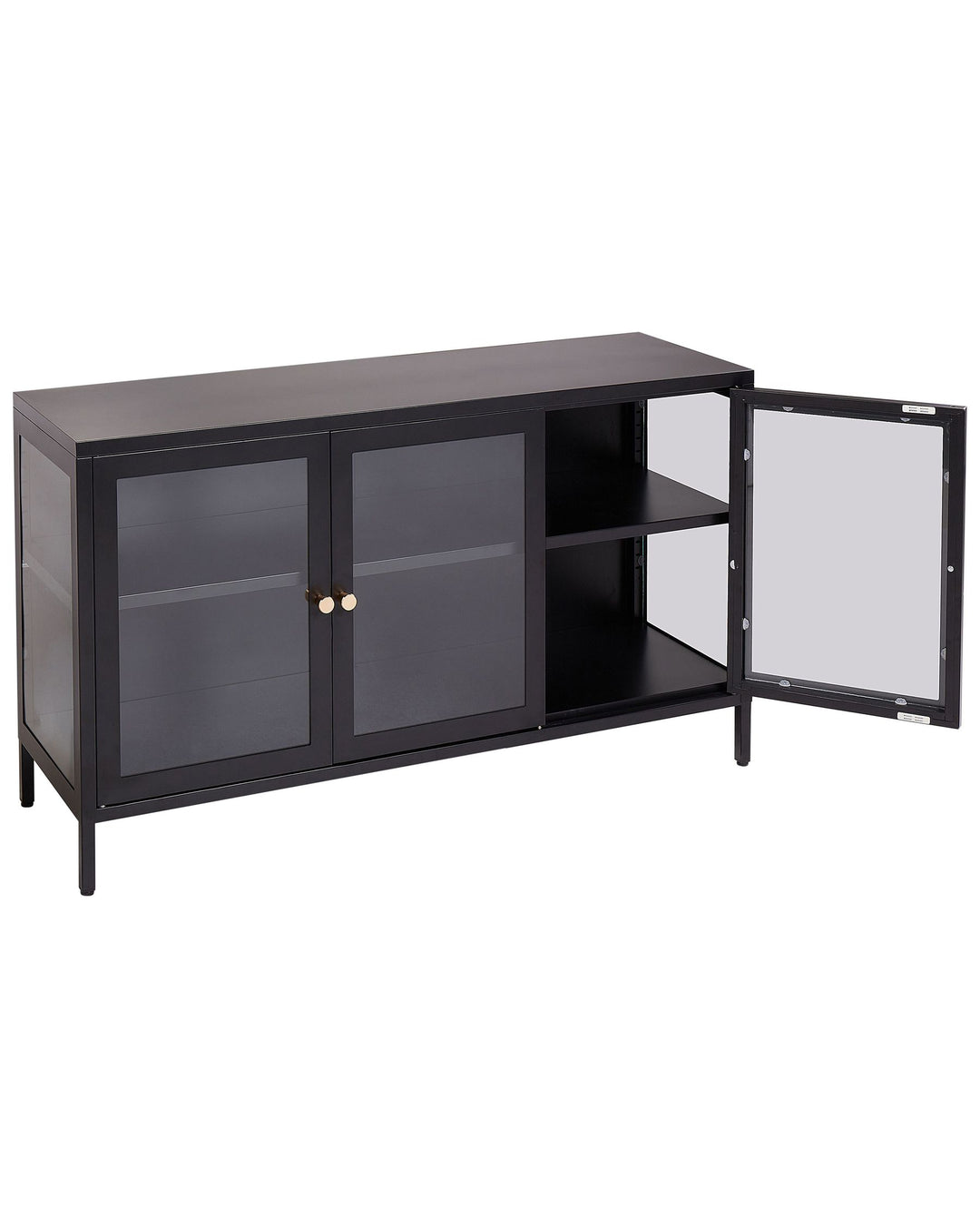 Glass Display Cabinet LED Newport Metal Black